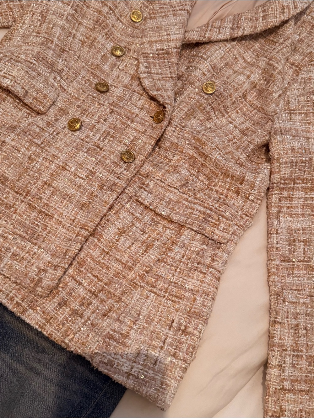 Tweed Double Breasted Blazer (L)